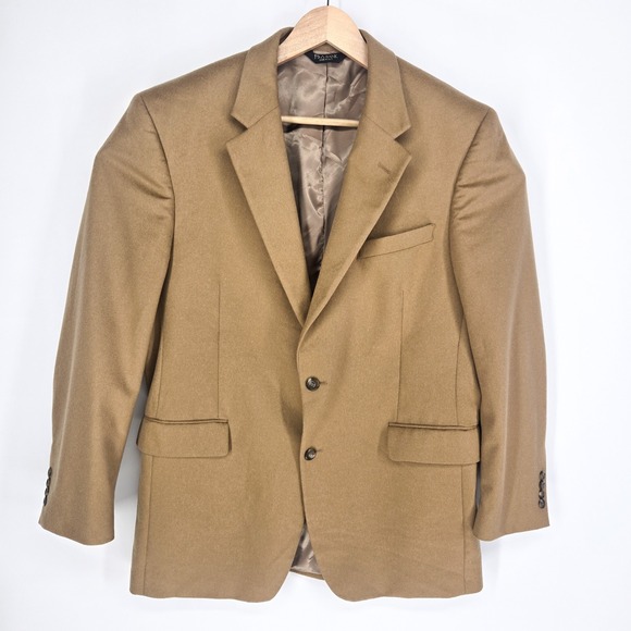 Jos A Bank 100% Cashmere Blazer 44L Camel Tan Sport Coat Jacket